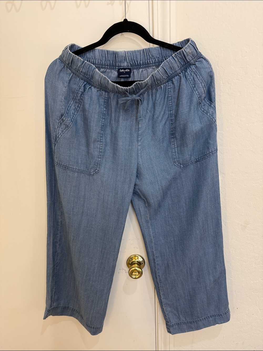 NWOT Splendid Blue Lyocell Chambray Crop Pants - Elastic Waist
